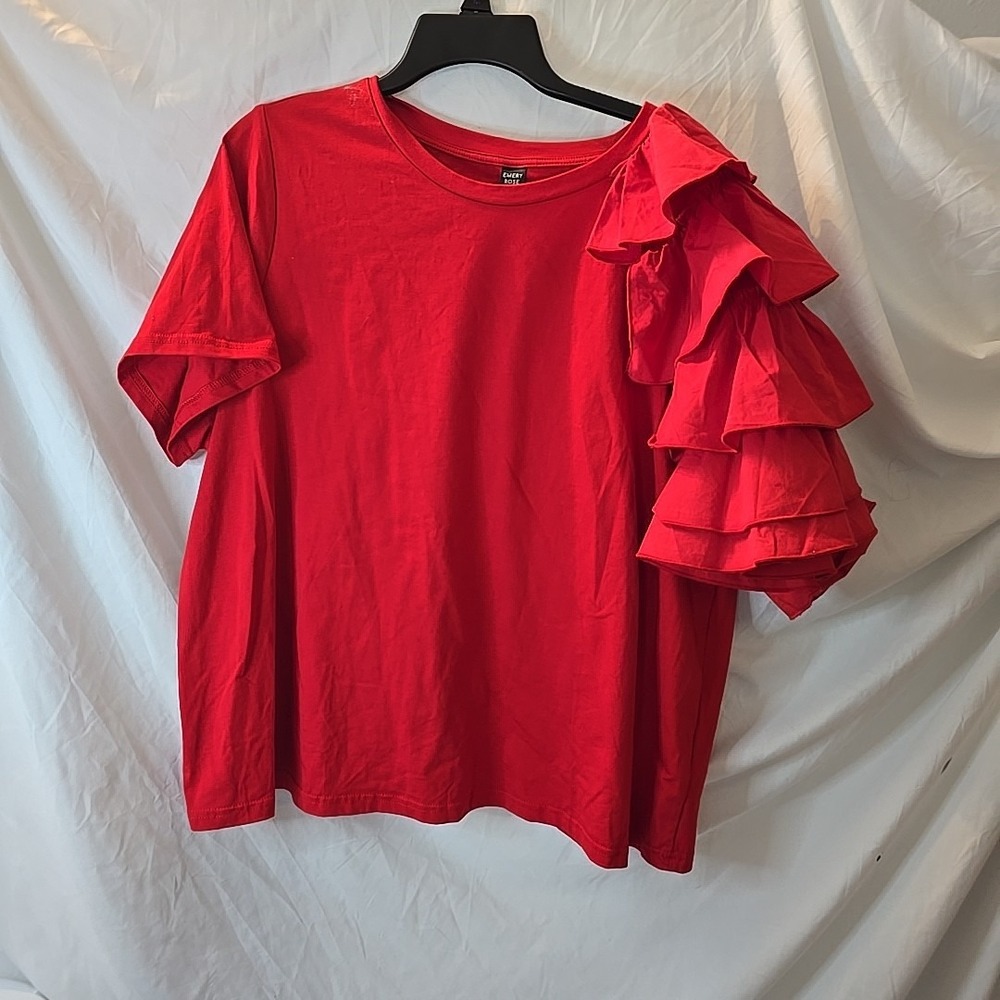 Bold Red Ruffle Sleeve Blouse by J.Crew